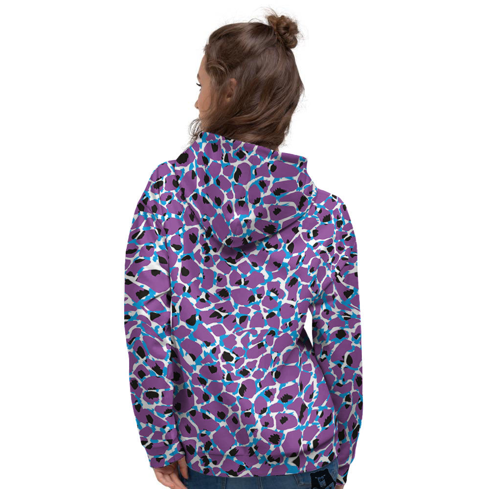 Giraffe Teal And Purple Print Pattern Women's Hoodie-grizzshop