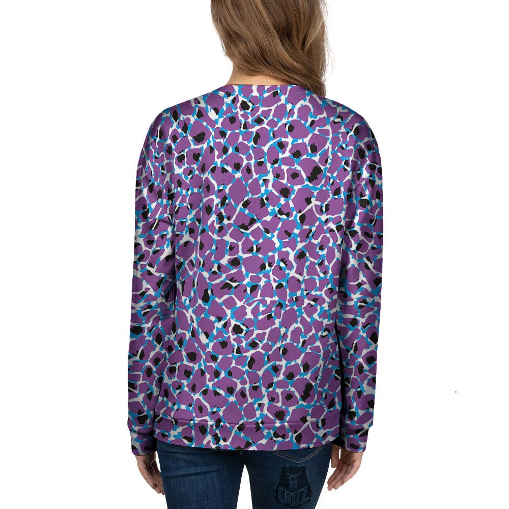 Giraffe Teal And Purple Print Pattern Women's Sweatshirt-grizzshop