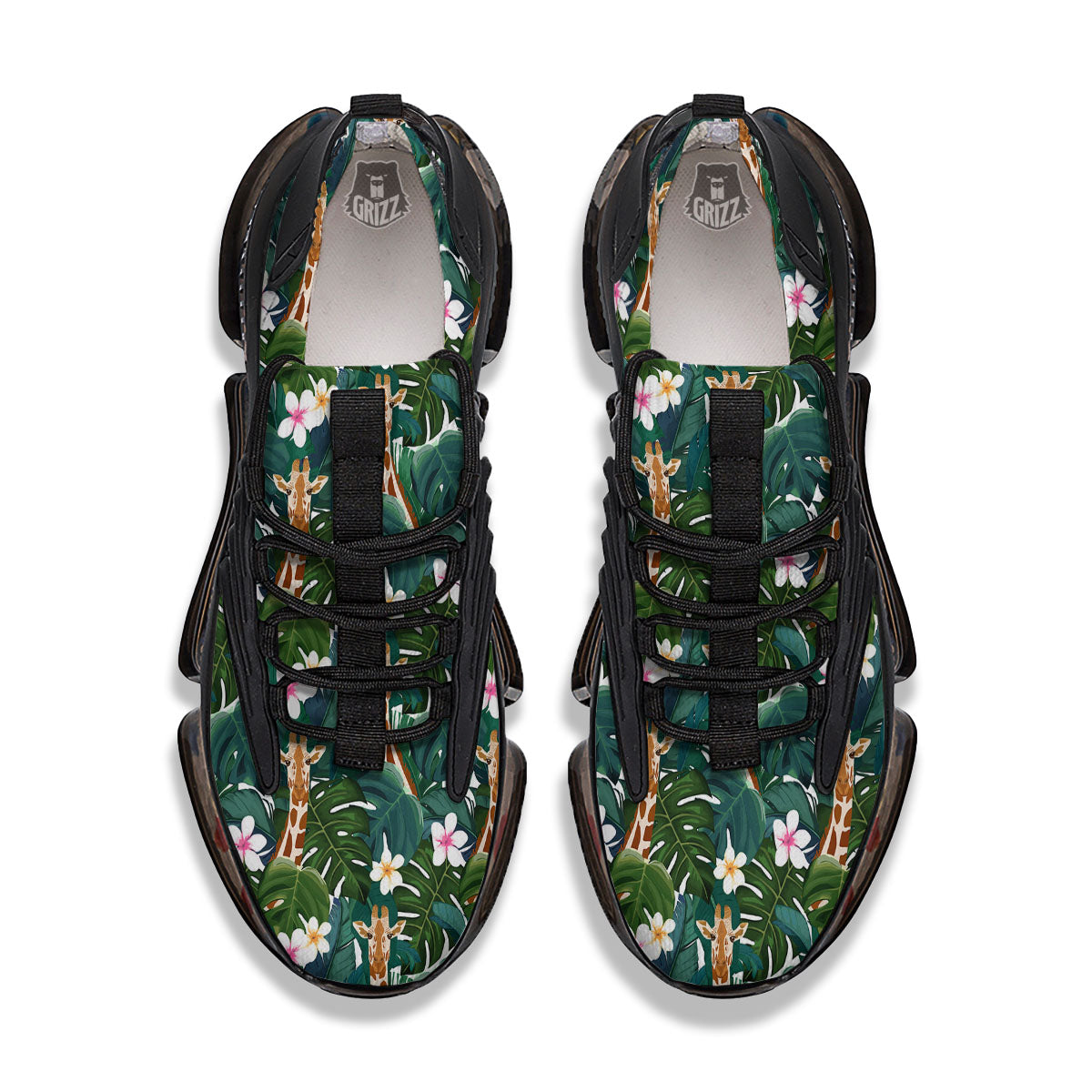 Giraffe Tropical Print Pattern Black Gym Shoes-grizzshop
