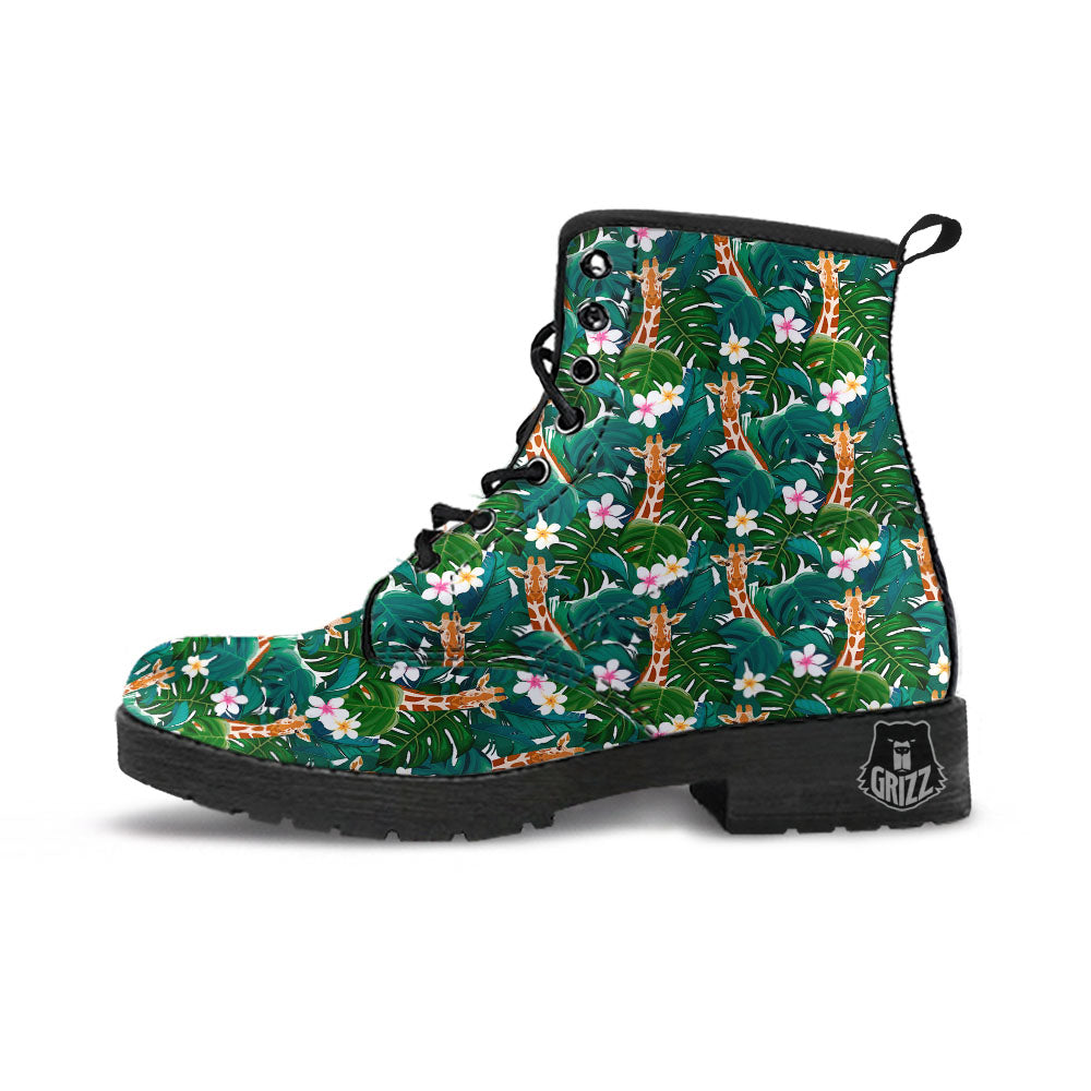 Giraffe Tropical Print Pattern Leather Boots-grizzshop