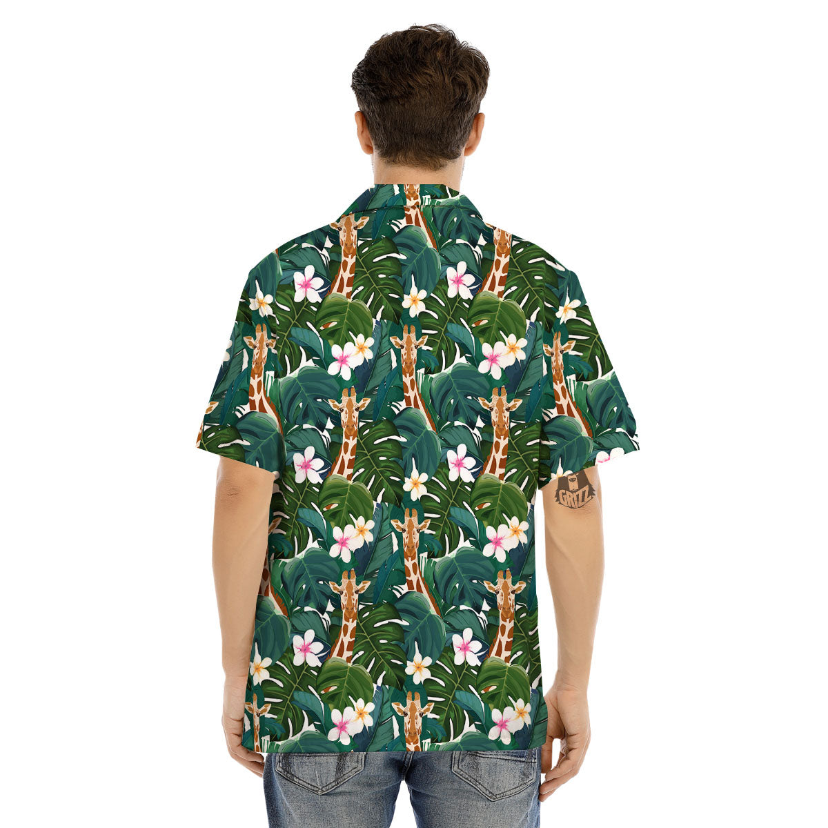Giraffe Tropical Print Pattern Men's Hawaiian Shirt-grizzshop