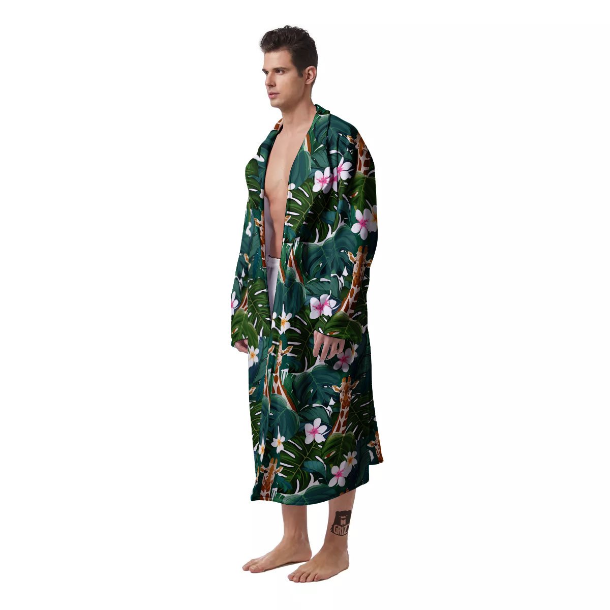Giraffe Tropical Print Pattern Men's Robe-grizzshop