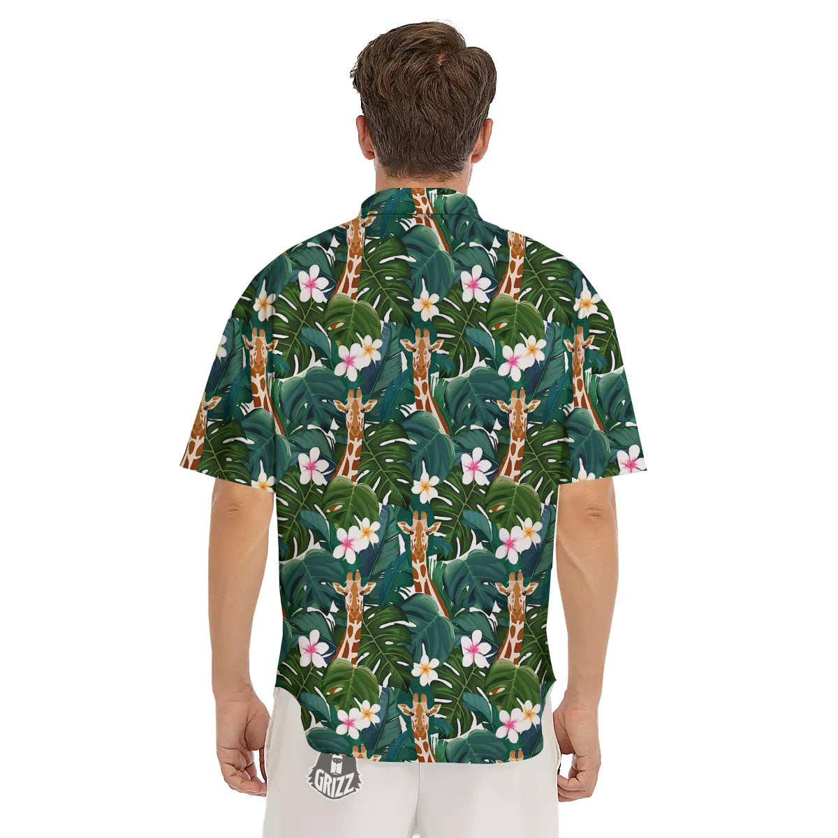 Giraffe Tropical Print Pattern Men's Short Sleeve Shirts-grizzshop