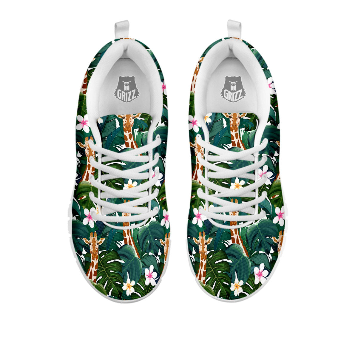 Giraffe Tropical Print Pattern White Sneaker-grizzshop