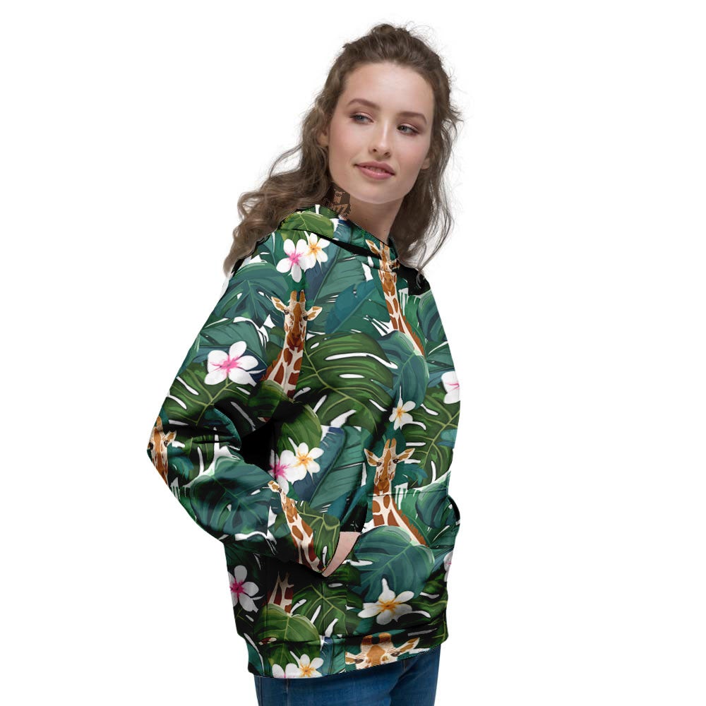 Giraffe Tropical Print Pattern Women's Hoodie-grizzshop