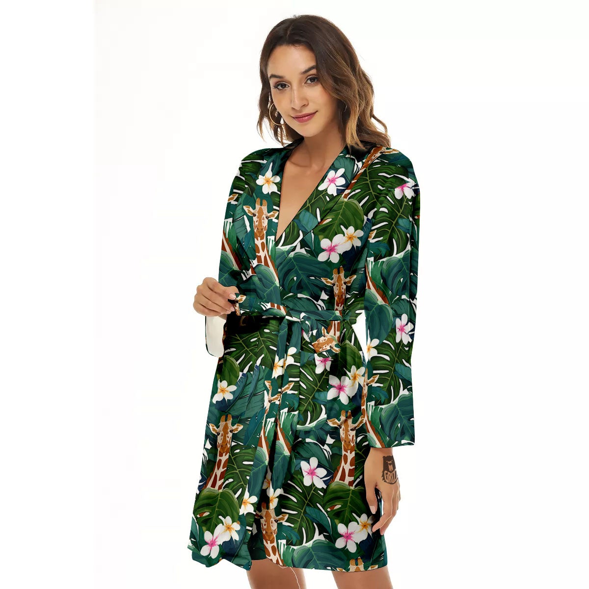 Giraffe Tropical Print Pattern Women's Robe-grizzshop