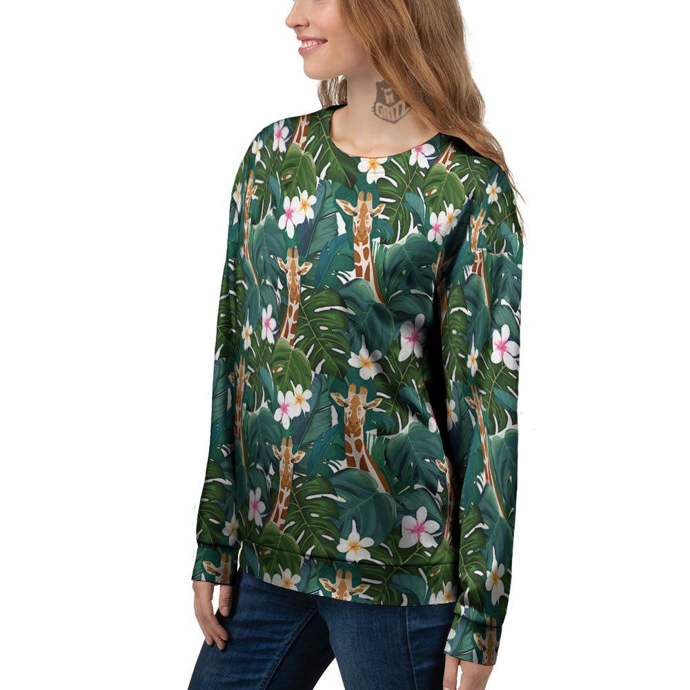 Giraffe Tropical Print Pattern Women's Sweatshirt-grizzshop