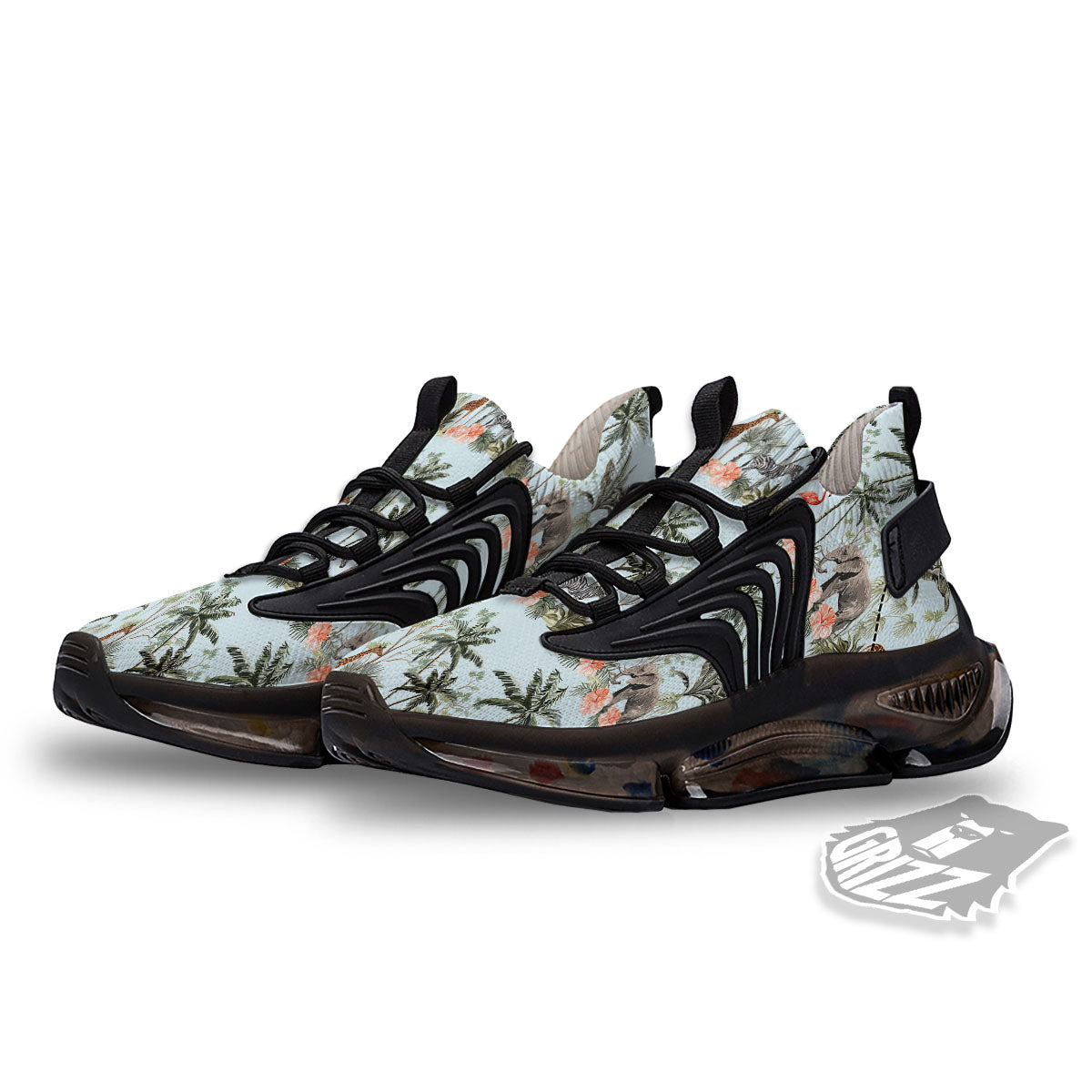 Giraffe Tropical Zebra Print Pattern Black Gym Shoes-grizzshop