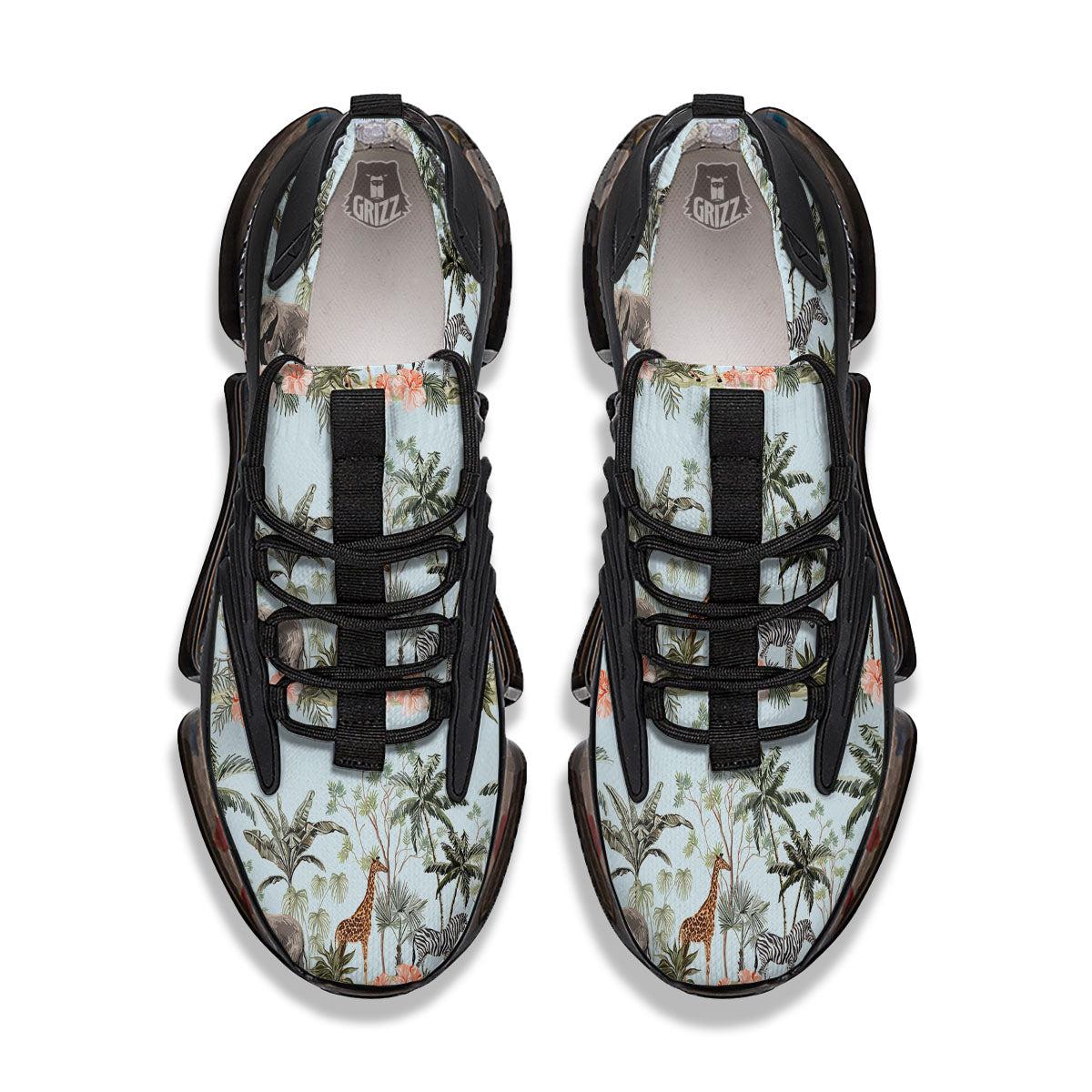 Giraffe Tropical Zebra Print Pattern Black Gym Shoes-grizzshop