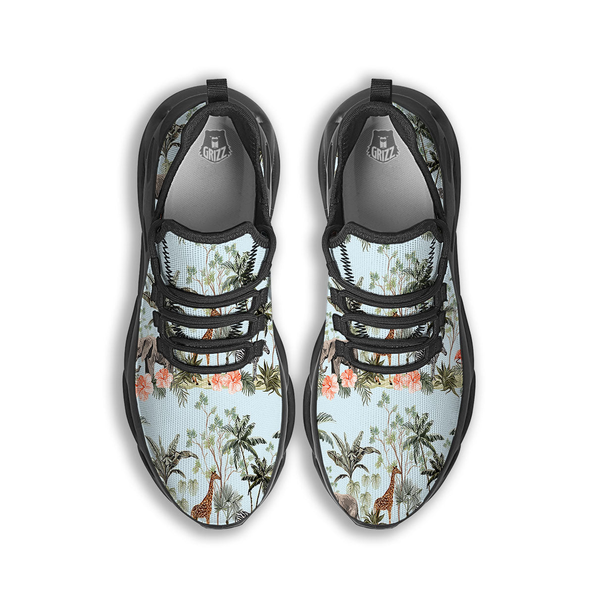 Giraffe Tropical Zebra Print Pattern Black Running Shoes-grizzshop
