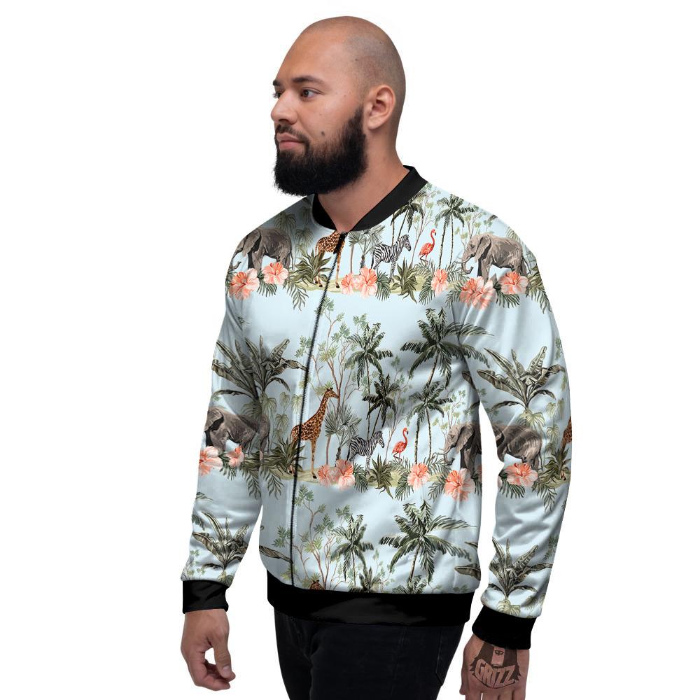 Giraffe Tropical Zebra Print Pattern Men's Bomber Jacket-grizzshop