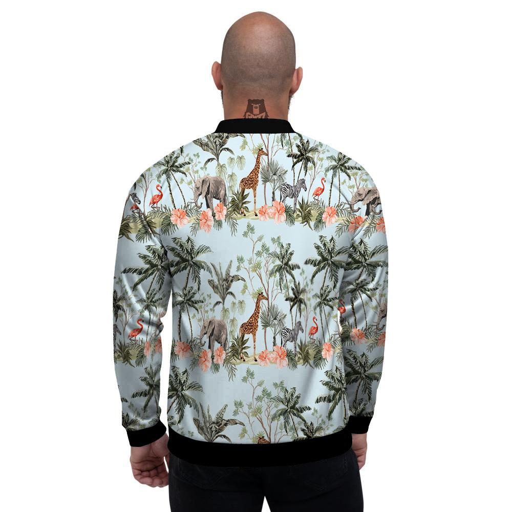 Giraffe Tropical Zebra Print Pattern Men's Bomber Jacket-grizzshop