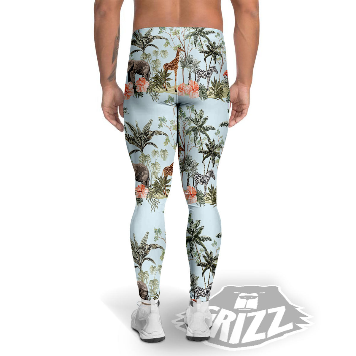 Giraffe Tropical Zebra Print Pattern Men's Leggings-grizzshop