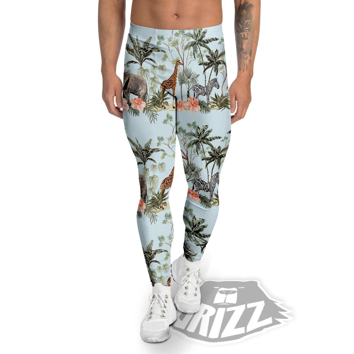 Giraffe Tropical Zebra Print Pattern Men's Leggings-grizzshop