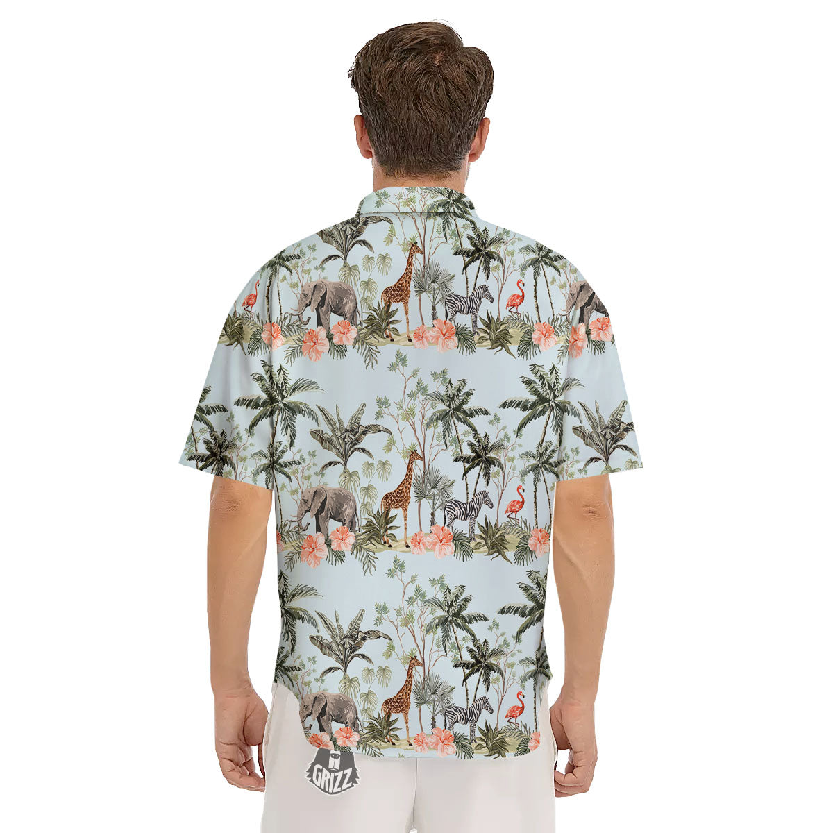 Giraffe Tropical Zebra Print Pattern Men's Short Sleeve Shirts-grizzshop
