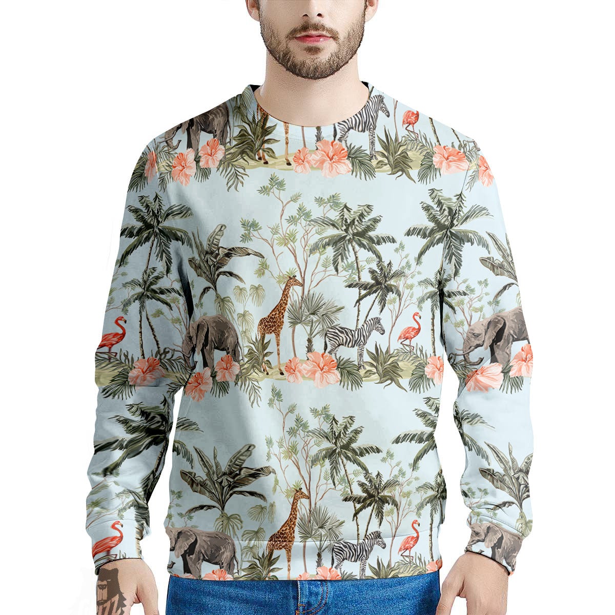 Giraffe Tropical Zebra Print Pattern Men's Sweatshirt-grizzshop
