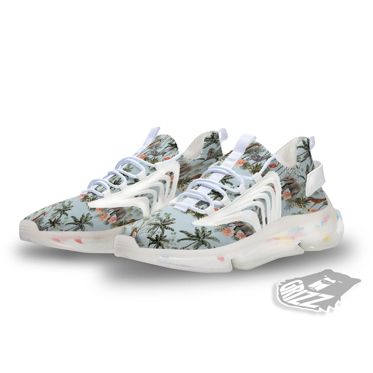 Giraffe Tropical Zebra Print Pattern White Gym Shoes-grizzshop