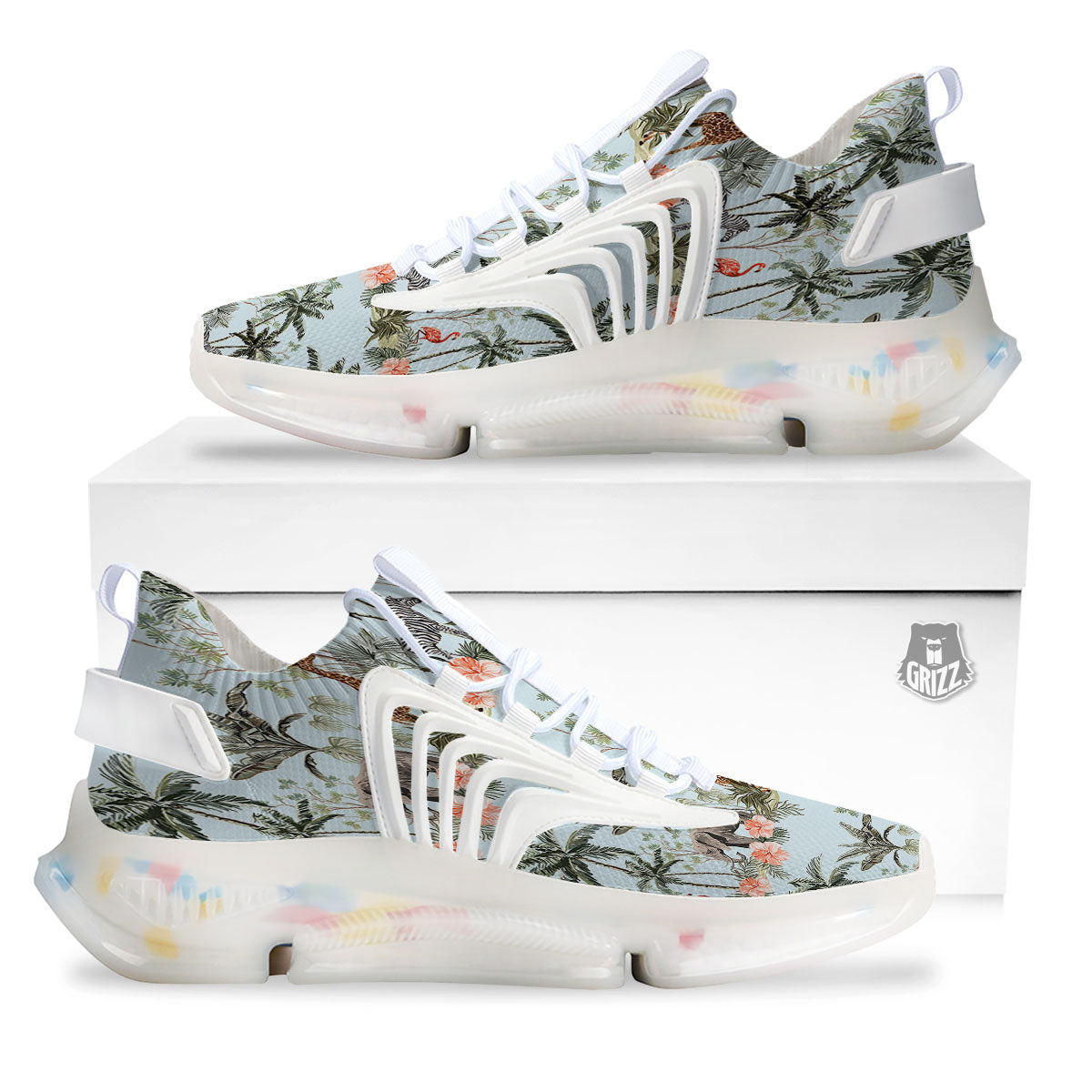 Giraffe Tropical Zebra Print Pattern White Gym Shoes-grizzshop