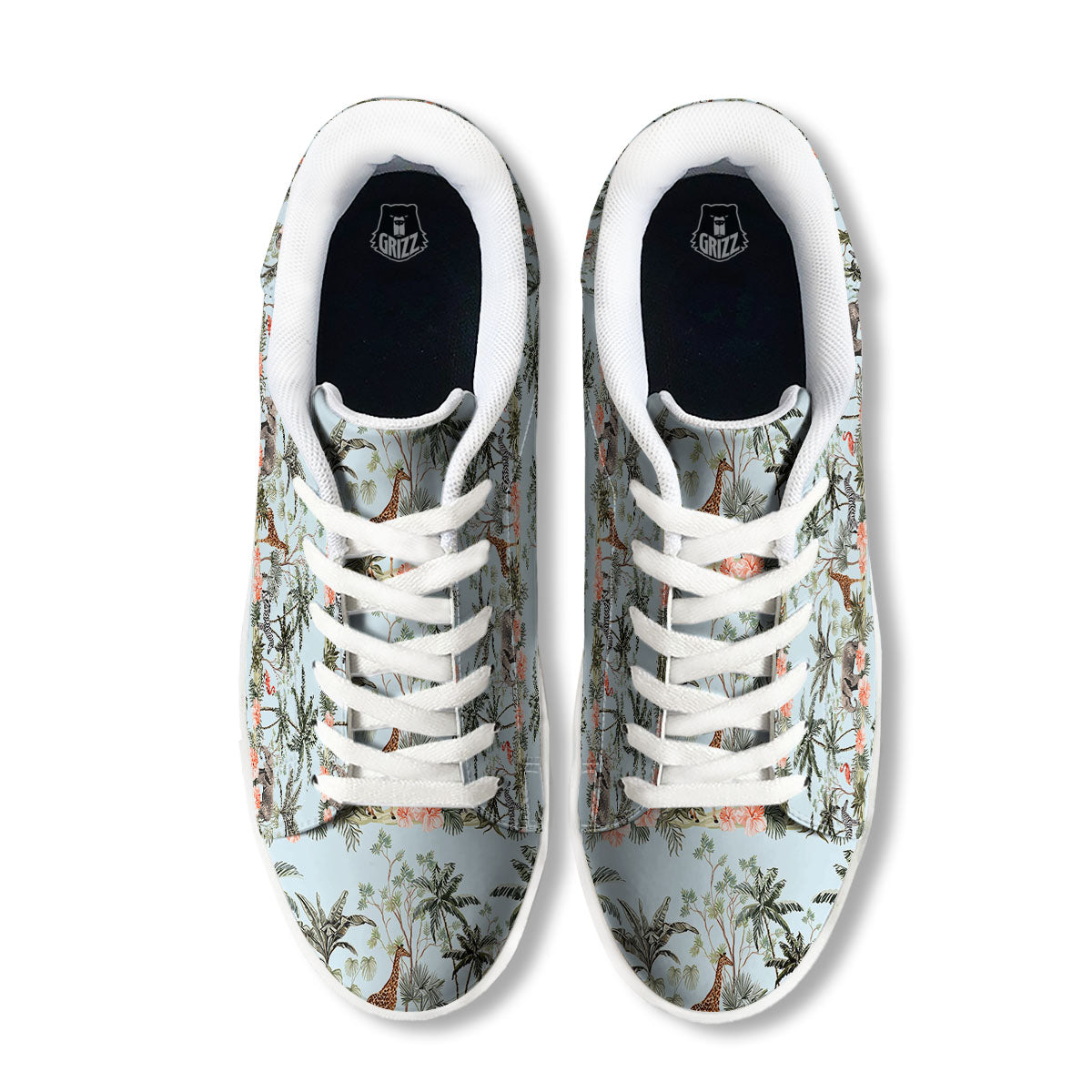 Giraffe Tropical Zebra Print Pattern White Low Top Sneakers-grizzshop