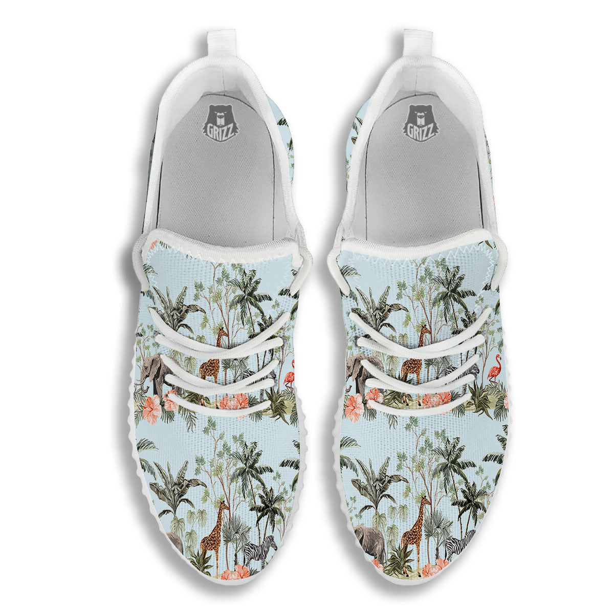 Giraffe Tropical Zebra Print Pattern White Walking Shoes-grizzshop