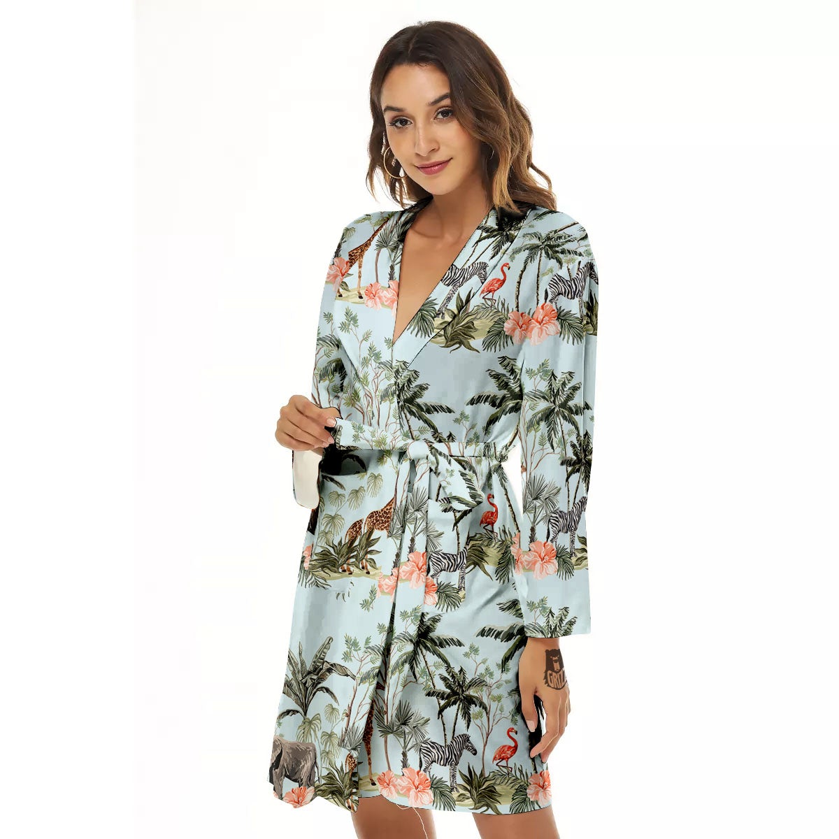 Giraffe Tropical Zebra Print Pattern Women's Robe-grizzshop