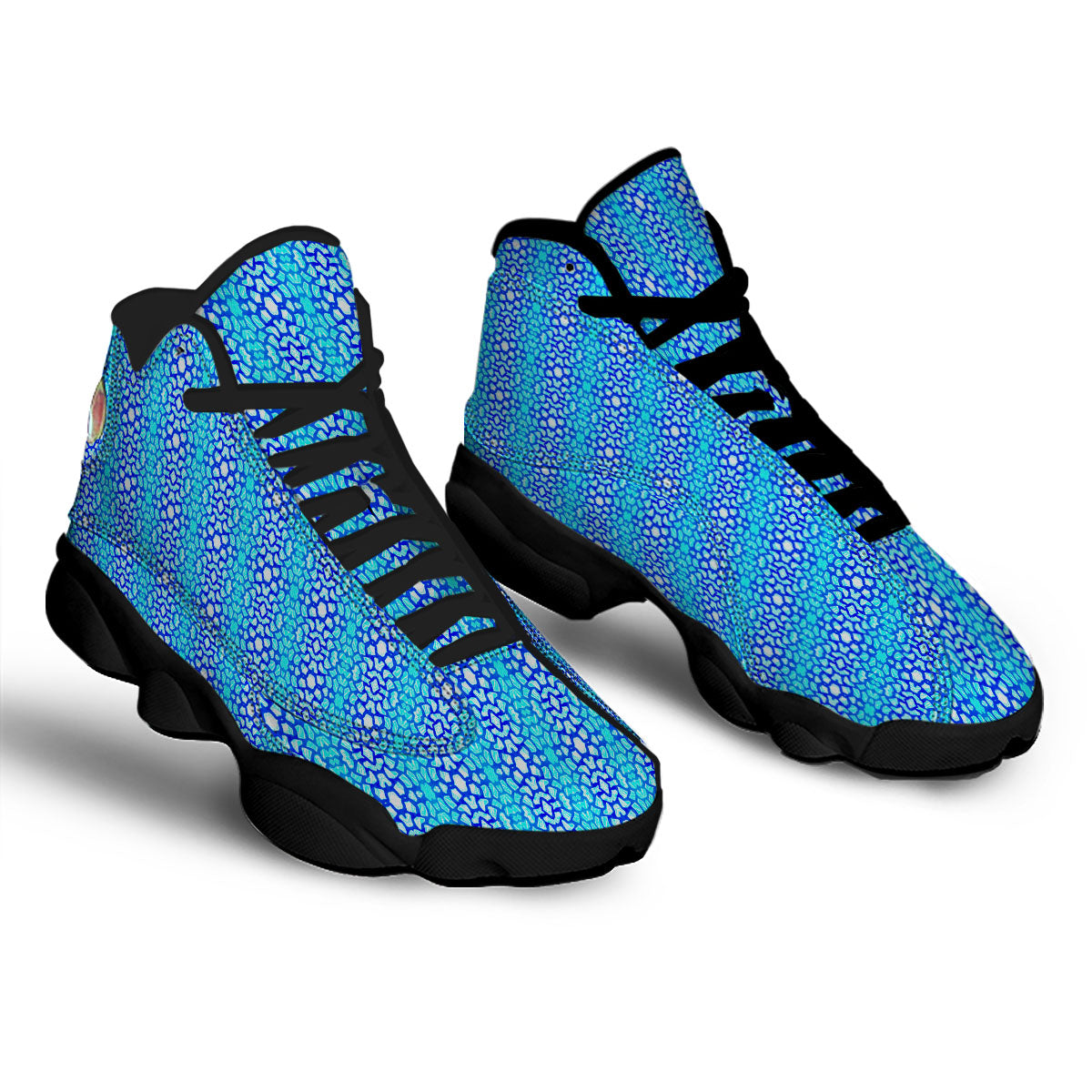 Giraffe Turquoise Print Pattern Black Basketball Shoes-grizzshop