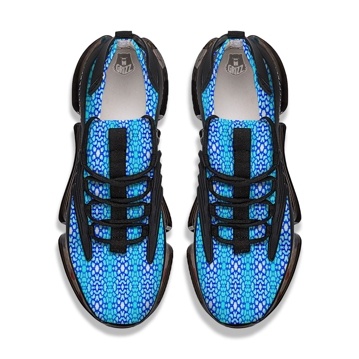 Giraffe Turquoise Print Pattern Black Gym Shoes-grizzshop