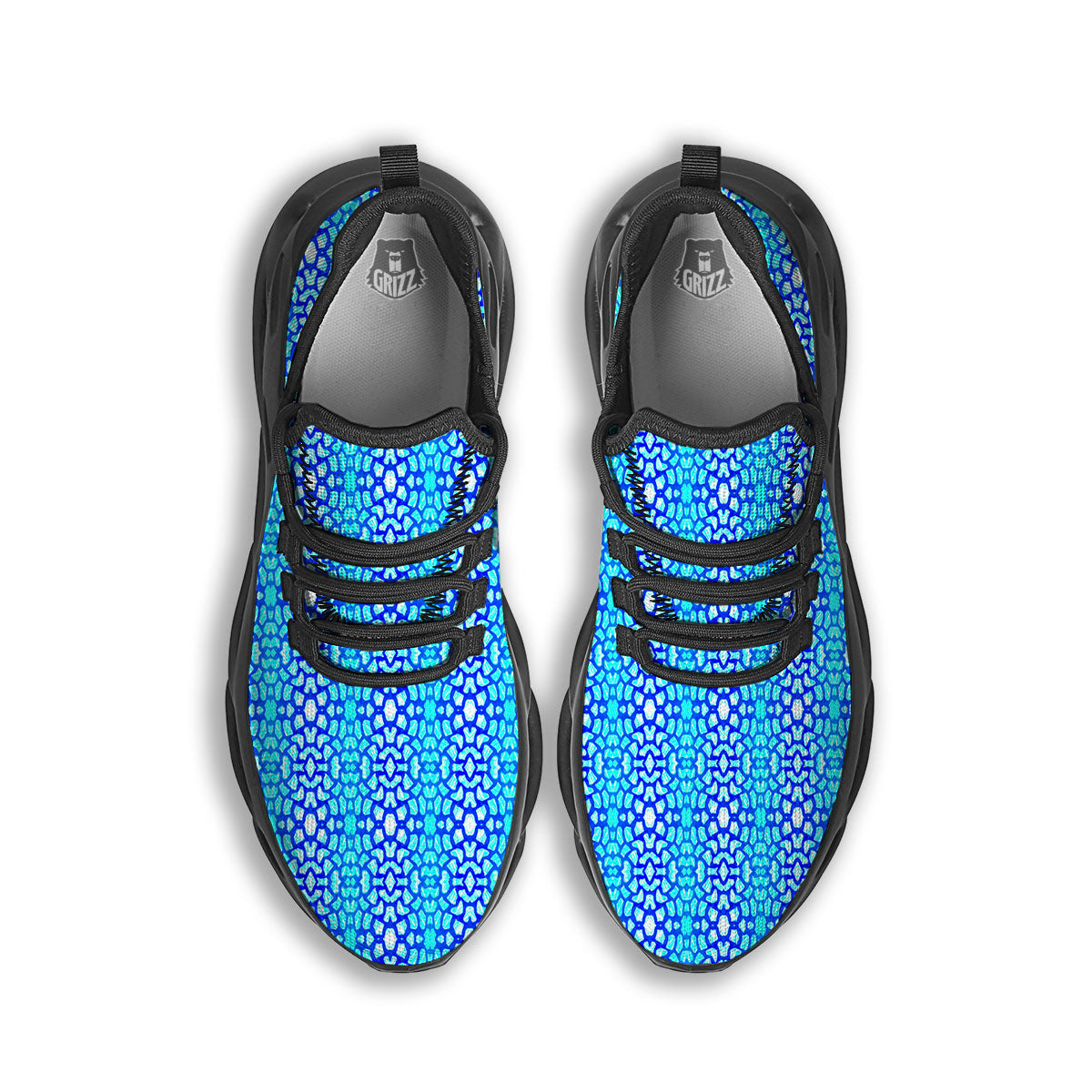 Giraffe Turquoise Print Pattern Black Running Shoes-grizzshop