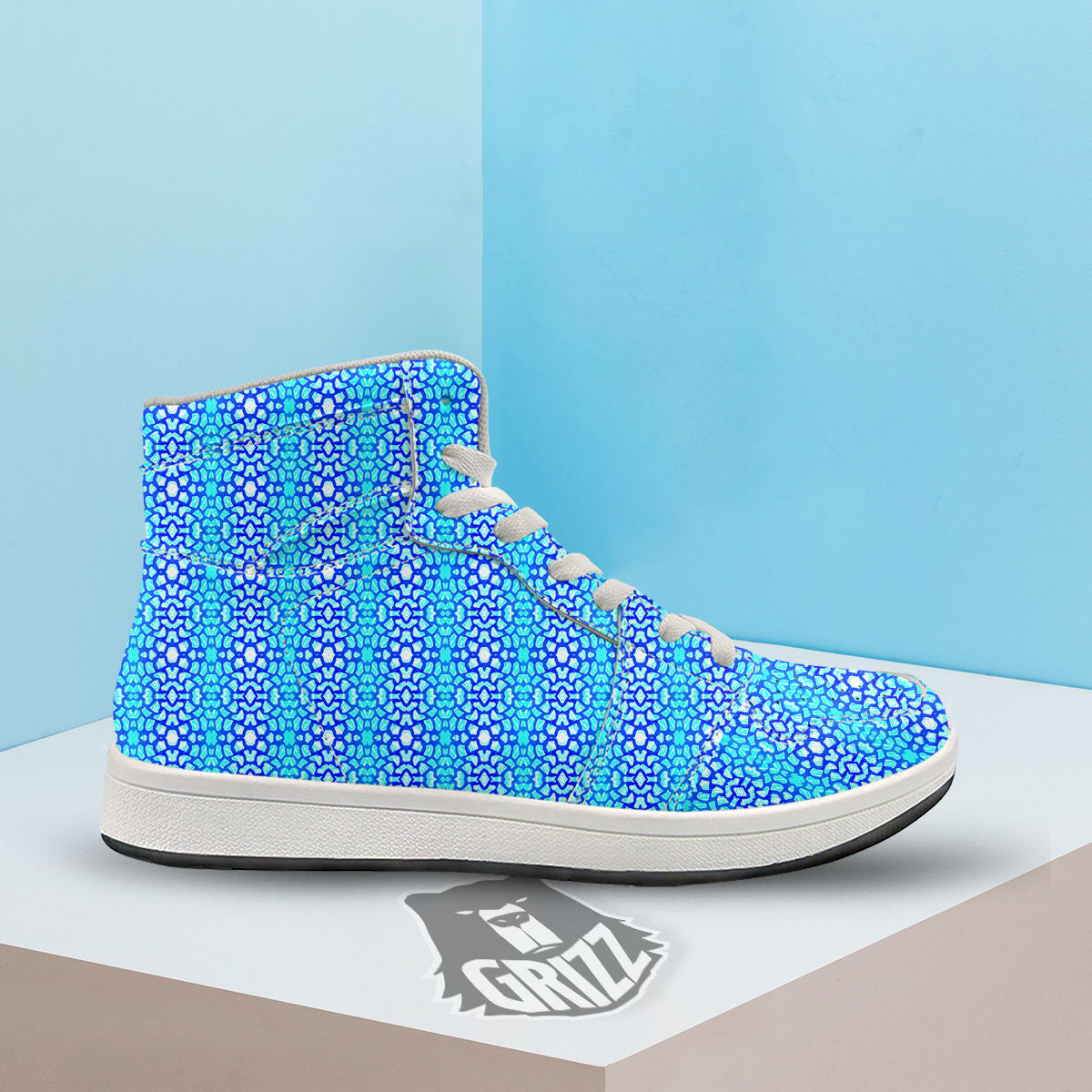 Giraffe Turquoise Print Pattern High Top Sneakers-grizzshop