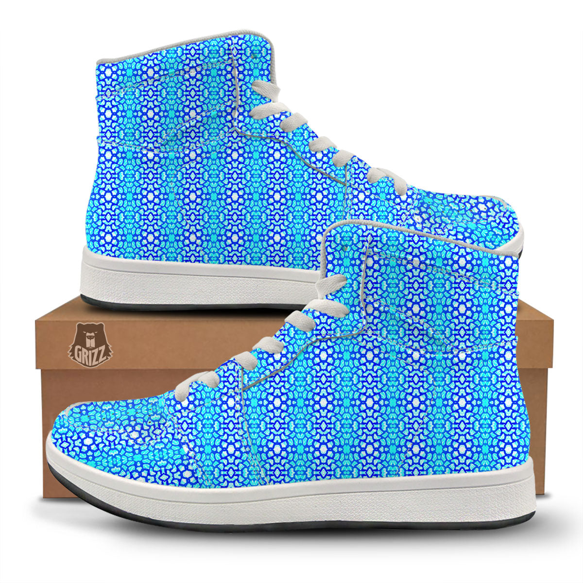 Giraffe Turquoise Print Pattern High Top Sneakers-grizzshop