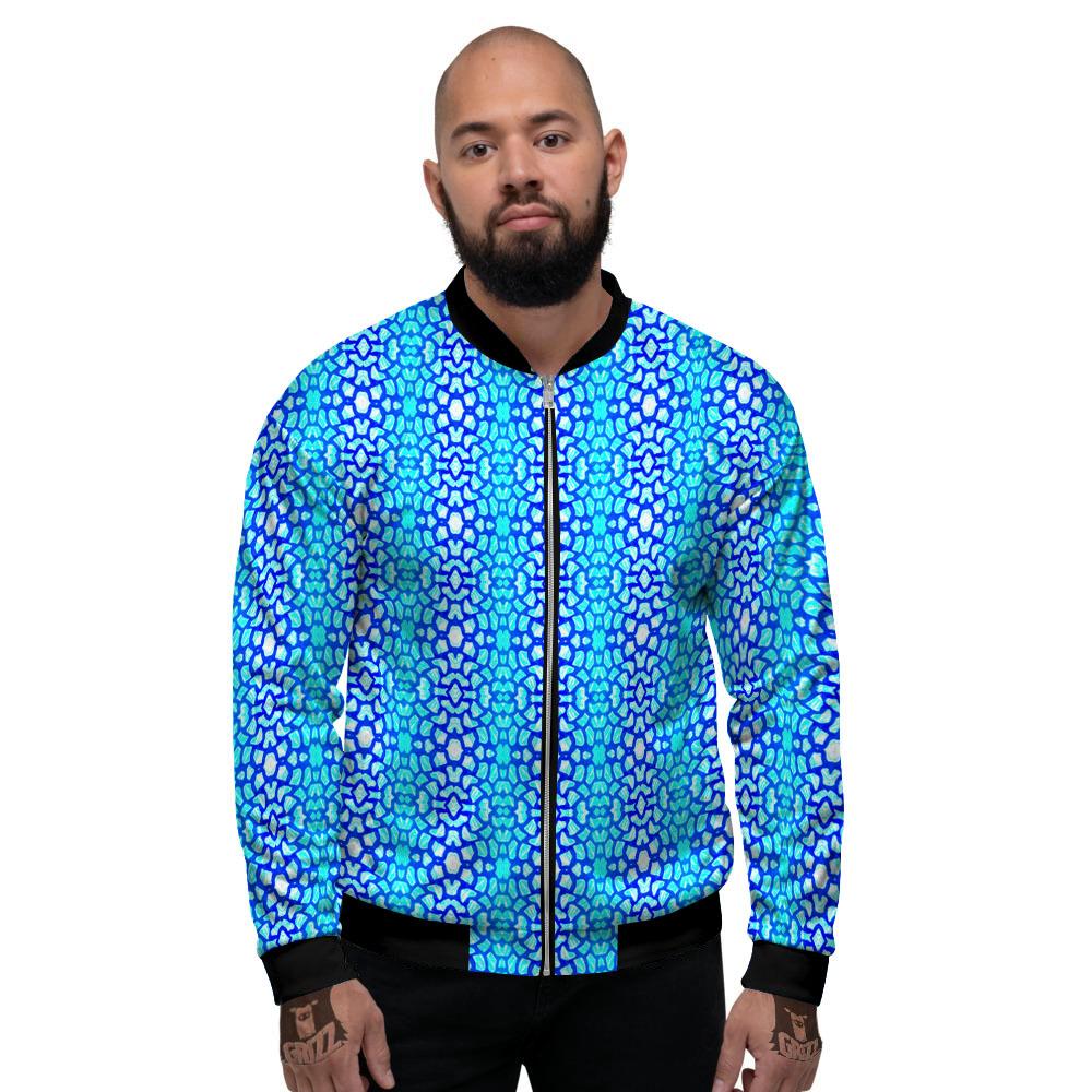 Giraffe Turquoise Print Pattern Men's Bomber Jacket-grizzshop