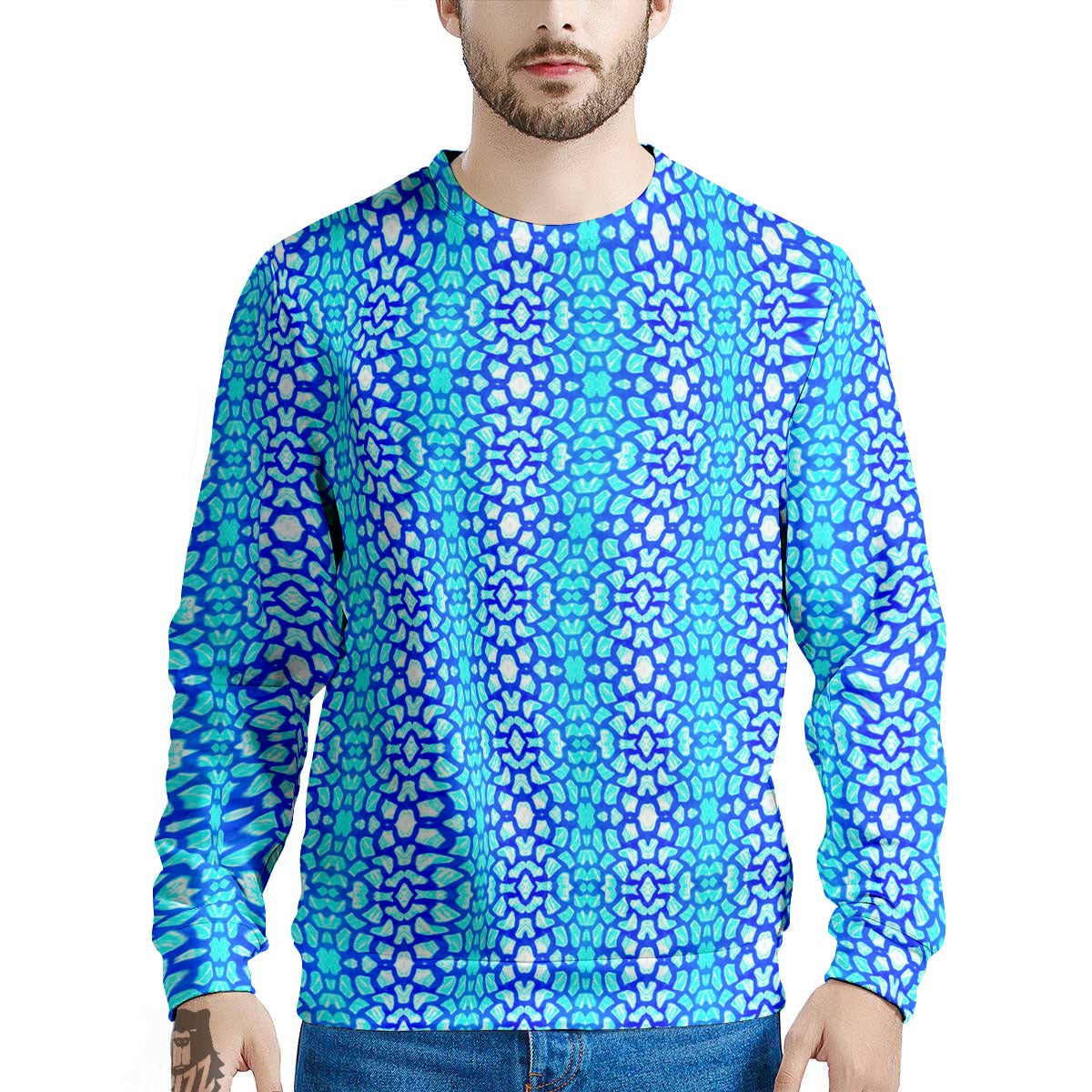 Giraffe Turquoise Print Pattern Men's Sweatshirt-grizzshop