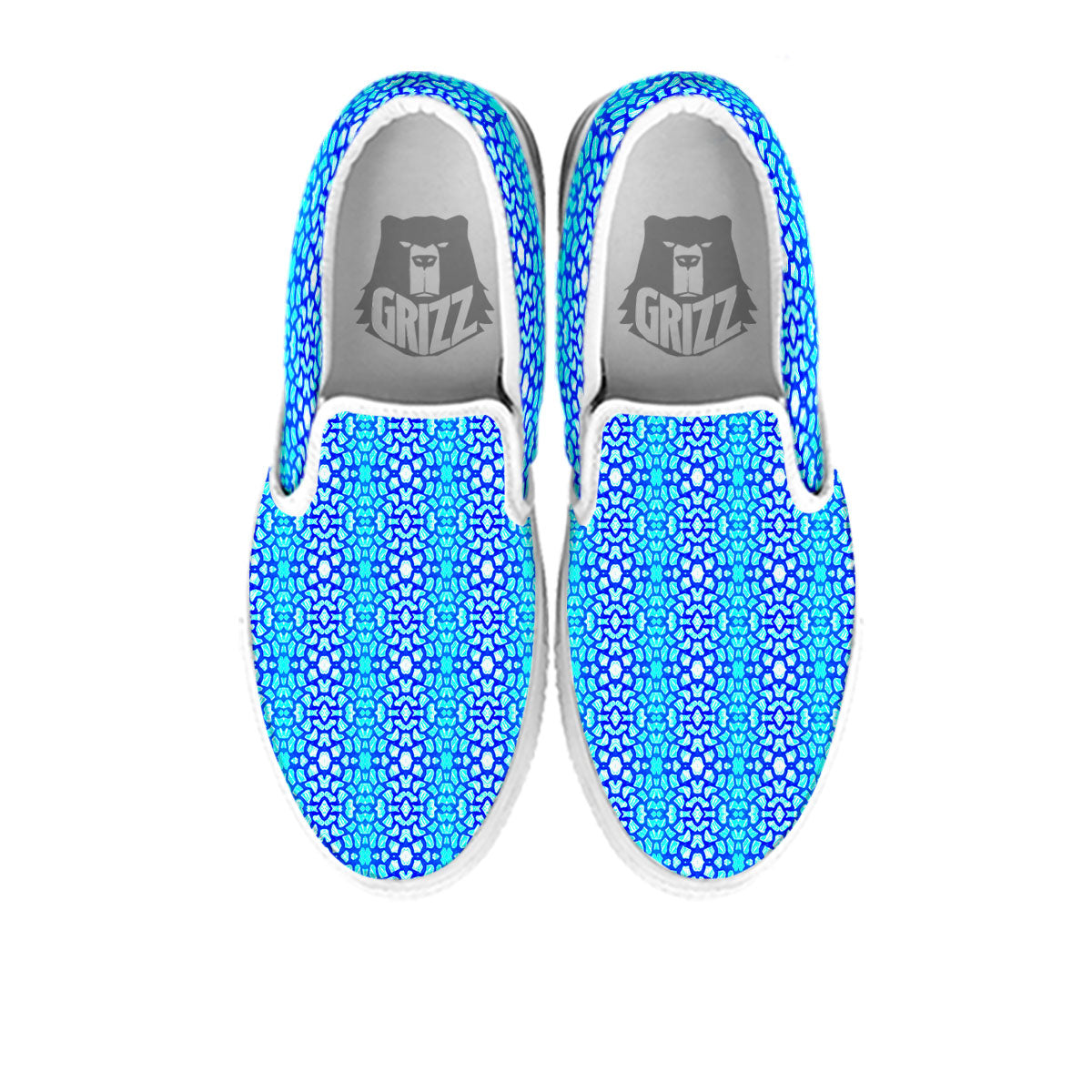Giraffe Turquoise Print Pattern White Slip On Shoes-grizzshop