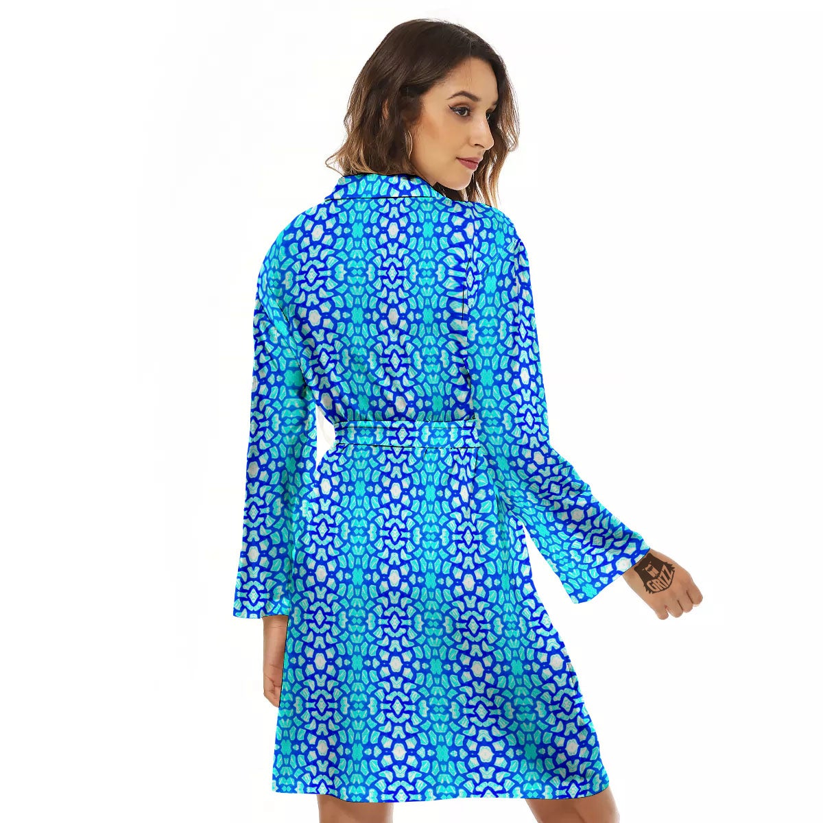 Giraffe Turquoise Print Pattern Women's Robe-grizzshop