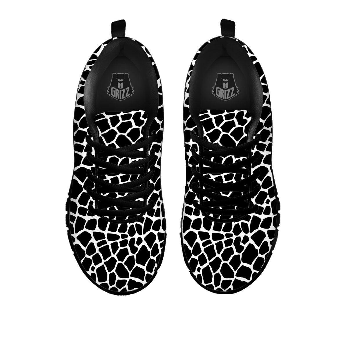 Giraffe White And Black Print Pattern Black Sneaker-grizzshop