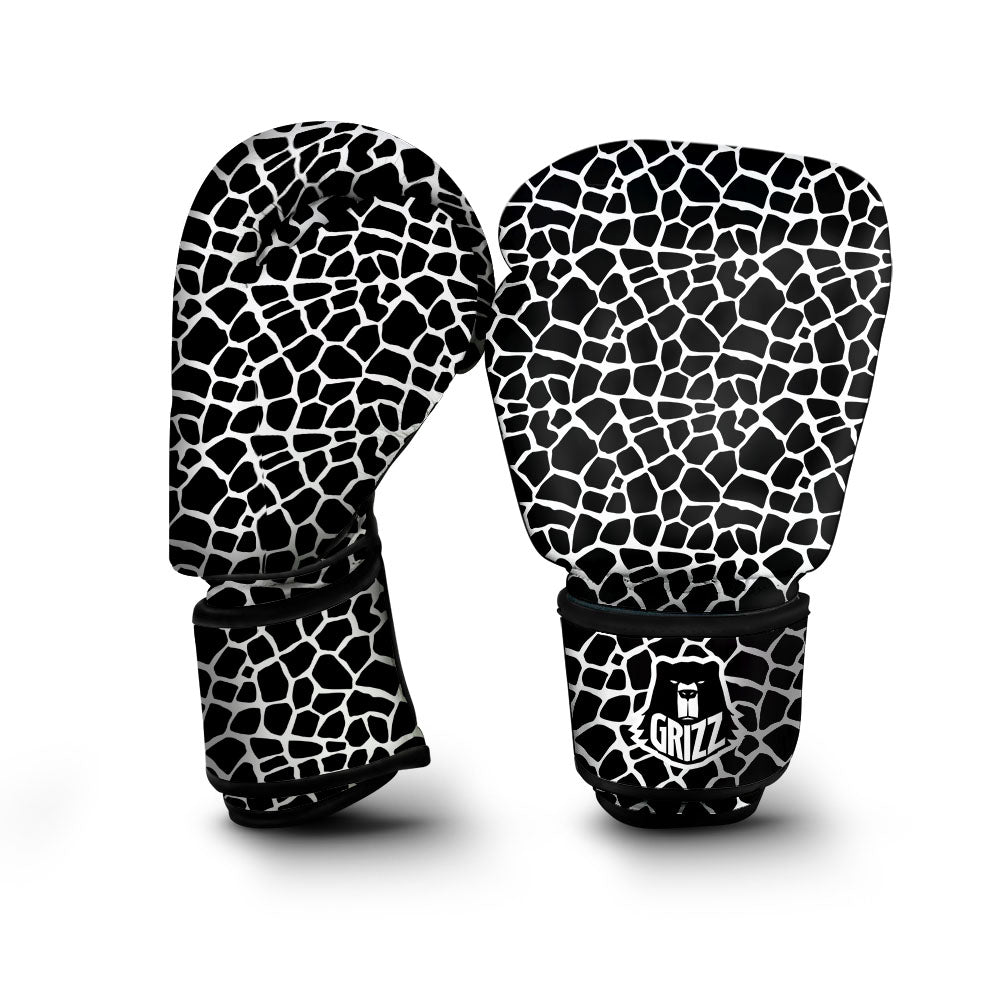 Giraffe White And Black Print Pattern Boxing Gloves-grizzshop