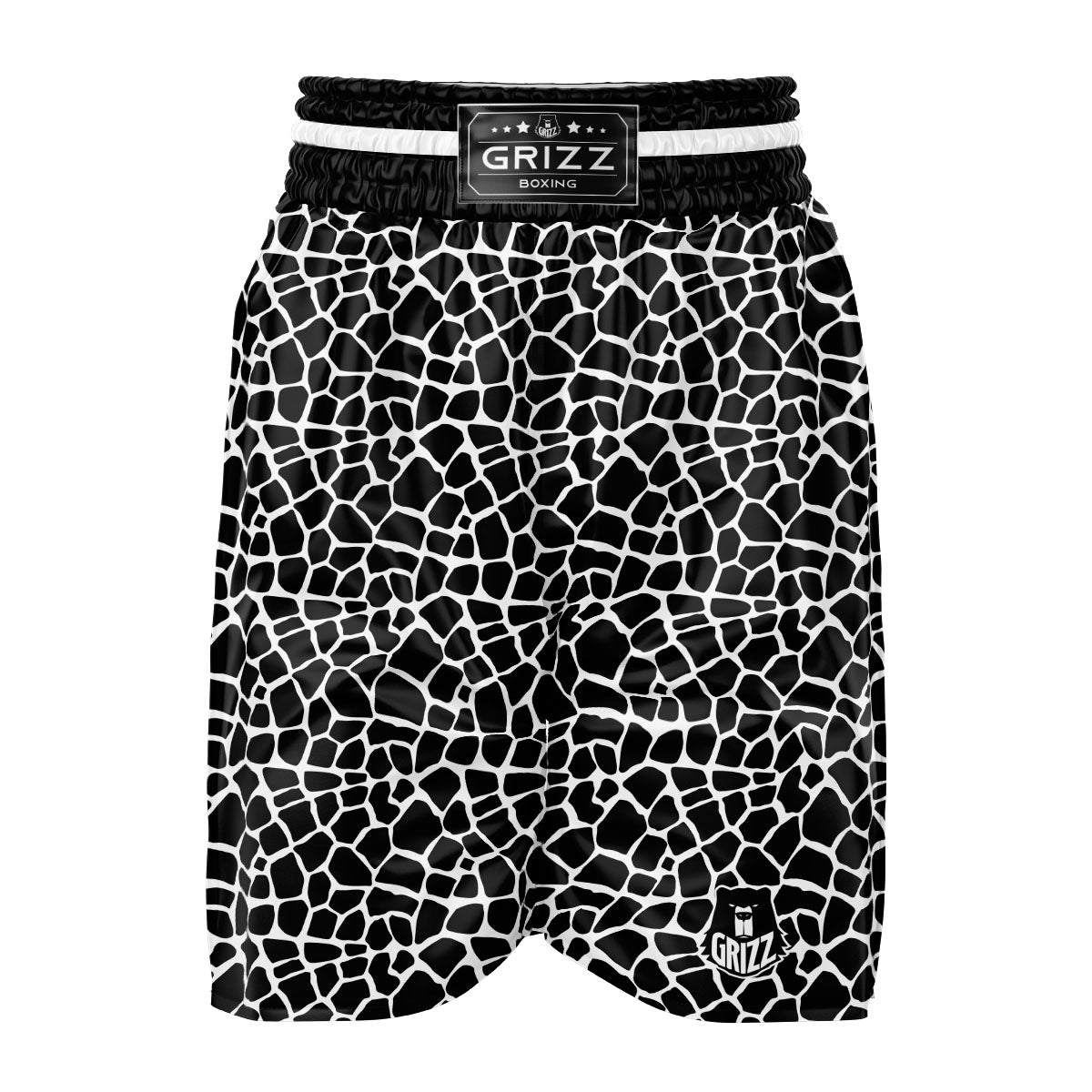 Giraffe White And Black Print Pattern Boxing Shorts-grizzshop