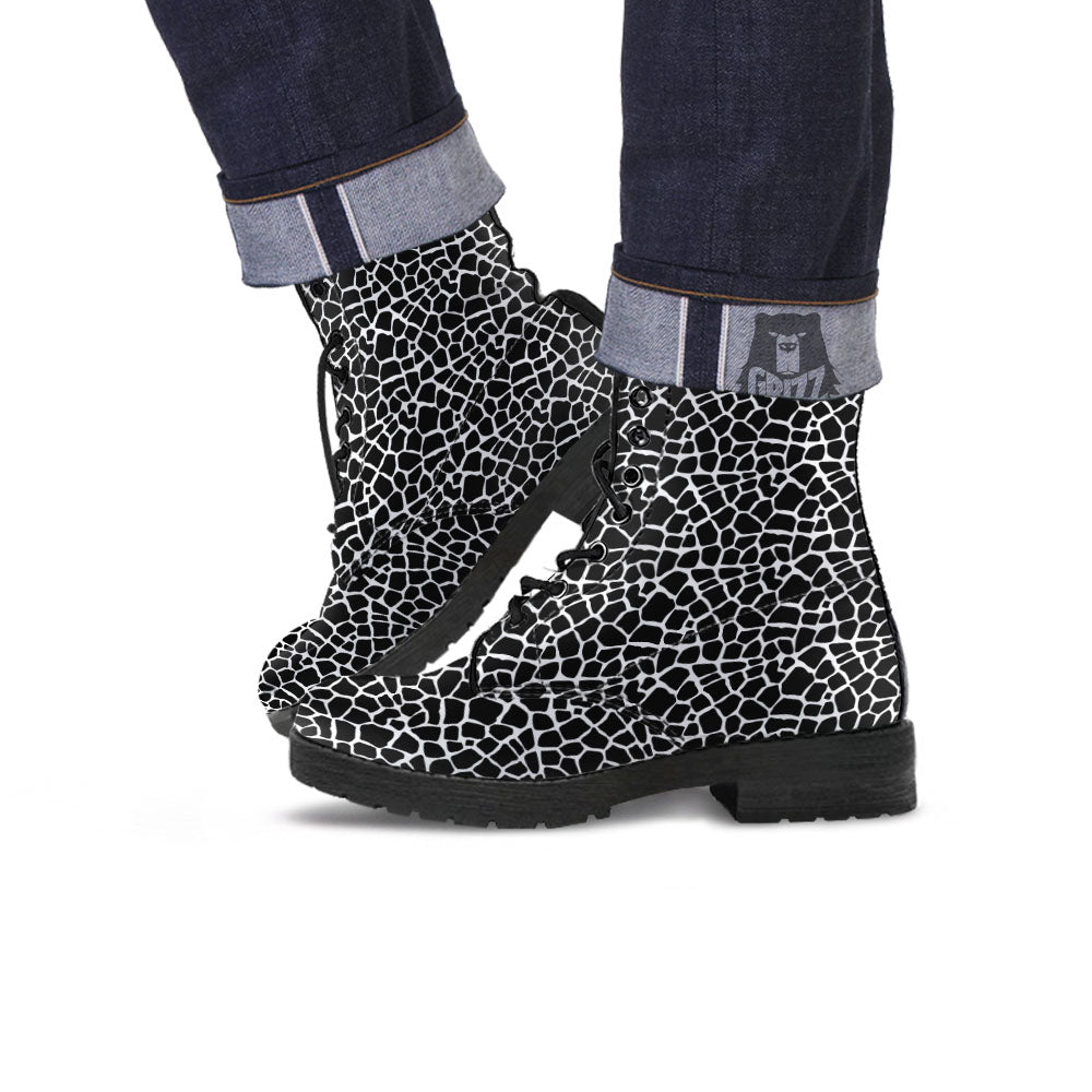 Giraffe White And Black Print Pattern Leather Boots-grizzshop