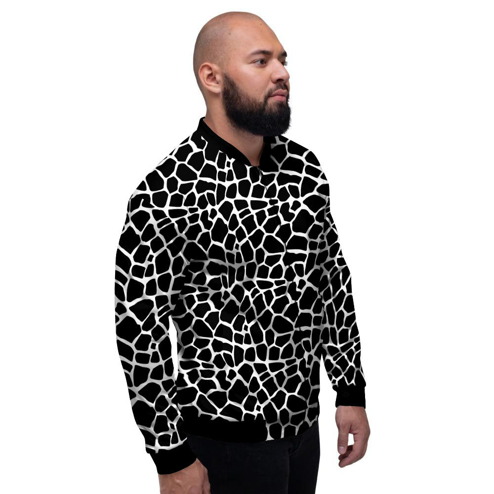 Giraffe White And Black Print Pattern Men's Bomber Jacket-grizzshop