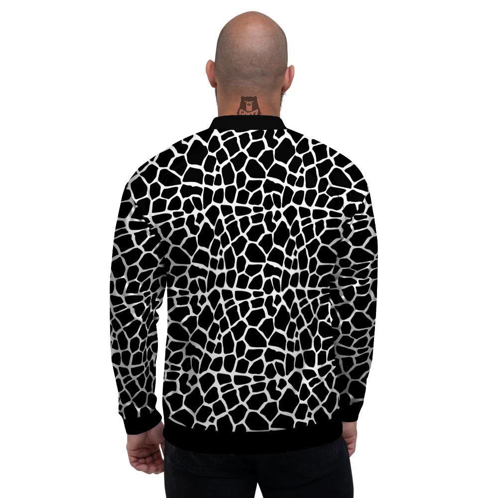 Giraffe White And Black Print Pattern Men's Bomber Jacket-grizzshop