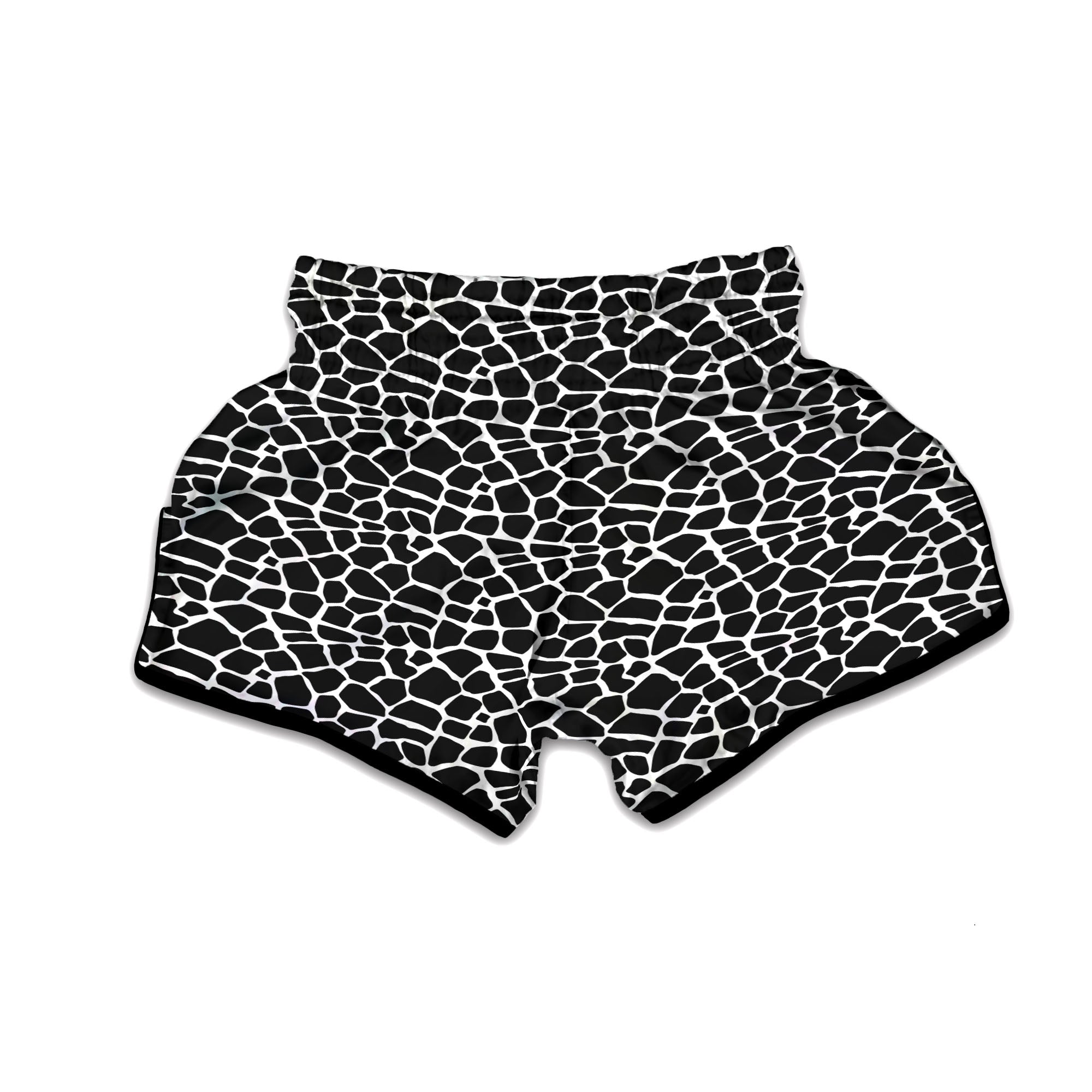 Giraffe White And Black Print Pattern Muay Thai Boxing Shorts-grizzshop