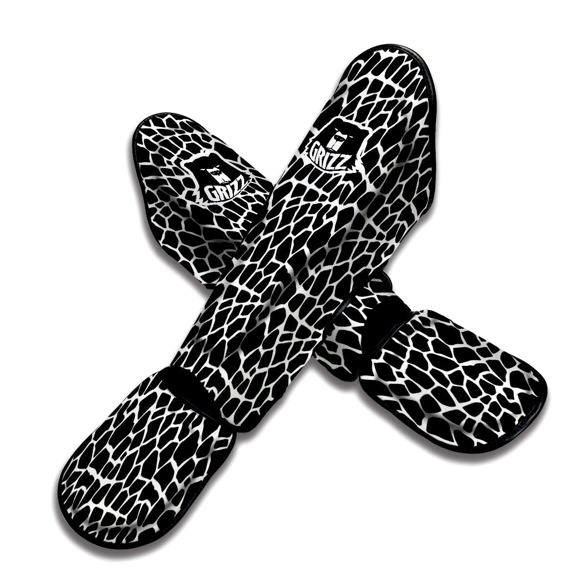 Giraffe White And Black Print Pattern Muay Thai Shin Guards-grizzshop