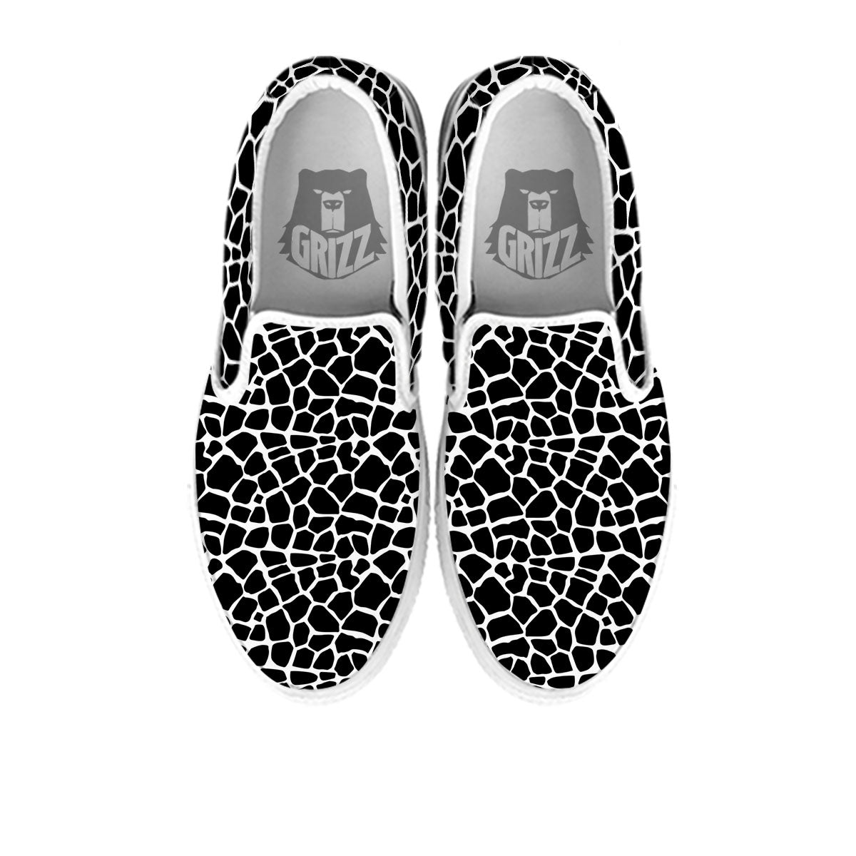 Giraffe White And Black Print Pattern White Slip On Shoes-grizzshop