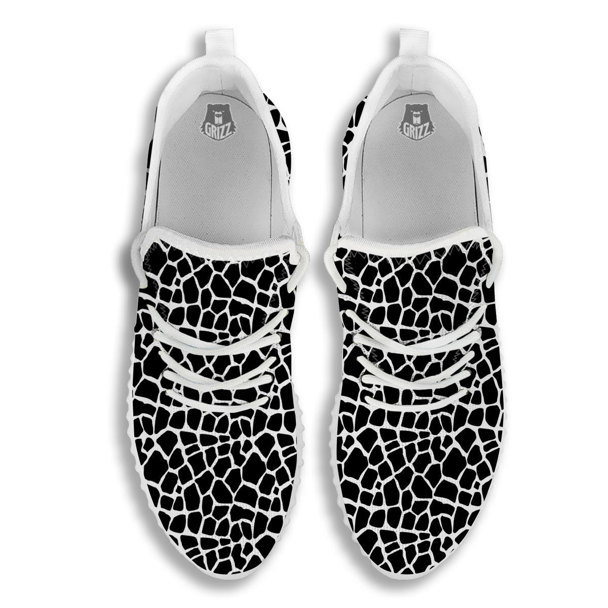 Giraffe White And Black Print Pattern White Walking Shoes-grizzshop