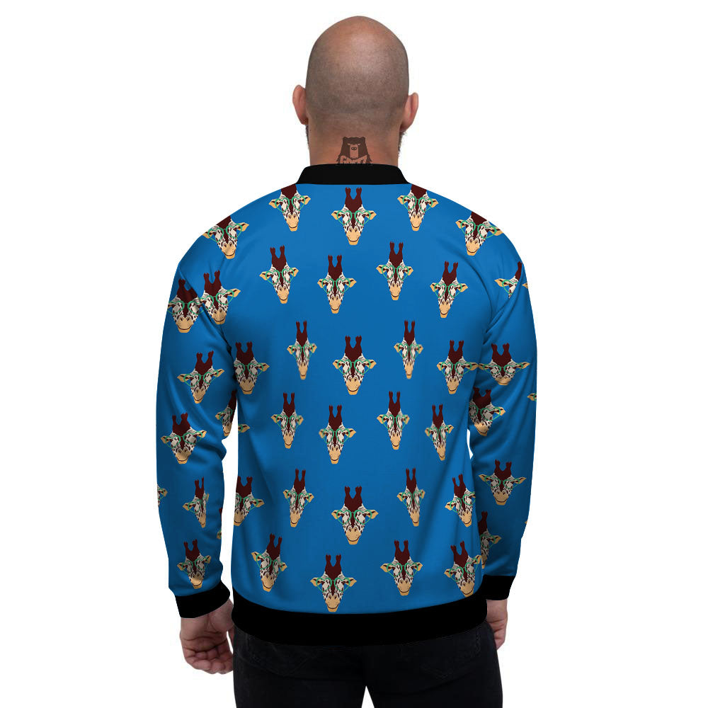 Giraffe With Glasses Print Pattern Men's Bomber Jacket-grizzshop