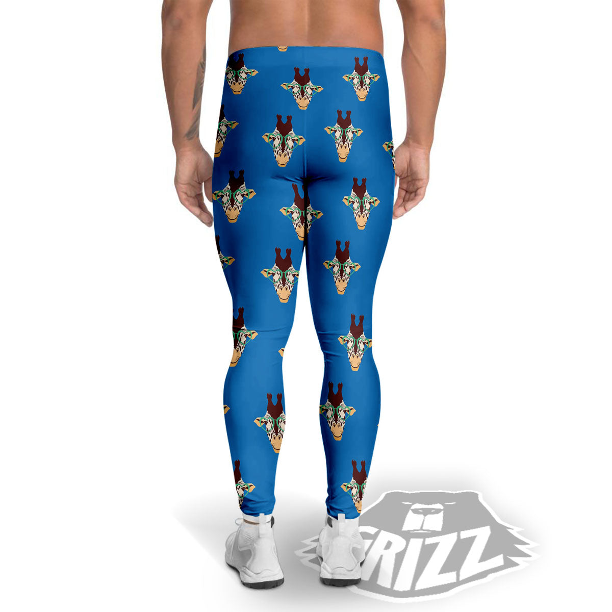 Giraffe With Glasses Print Pattern Men's Leggings-grizzshop