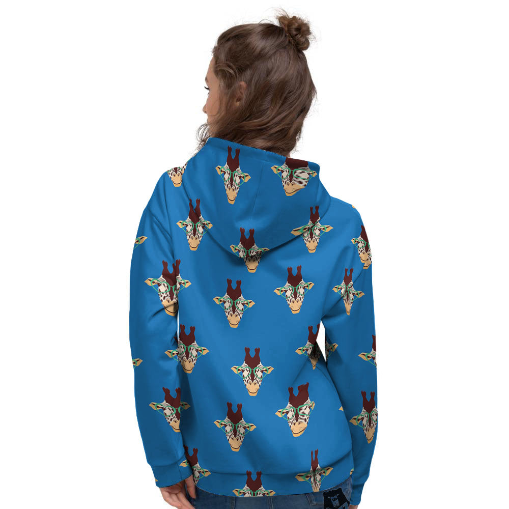 Giraffe With Glasses Print Pattern Women's Hoodie-grizzshop