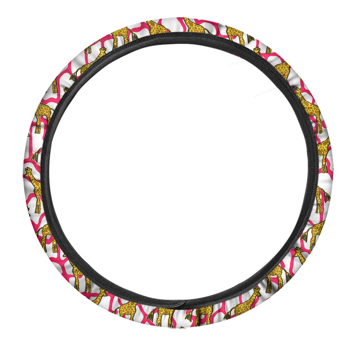 Giraffe Yellow And Pink Print Pattern Car Steering Wheel Cover-grizzshop