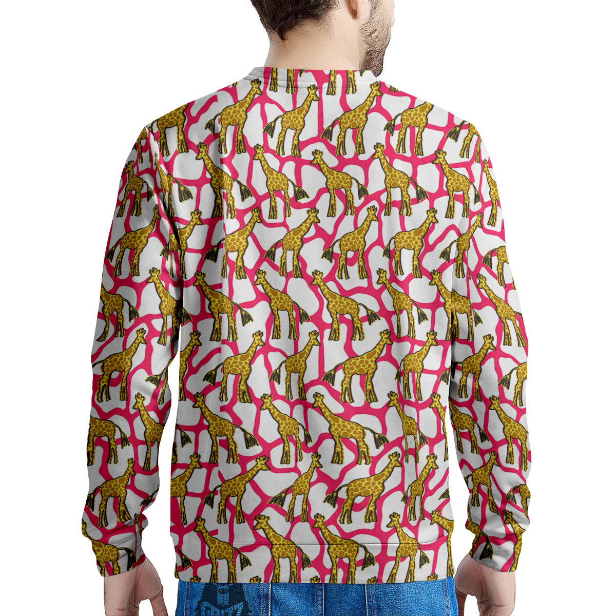 Giraffe Yellow And Pink Print Pattern Men's Sweatshirt-grizzshop