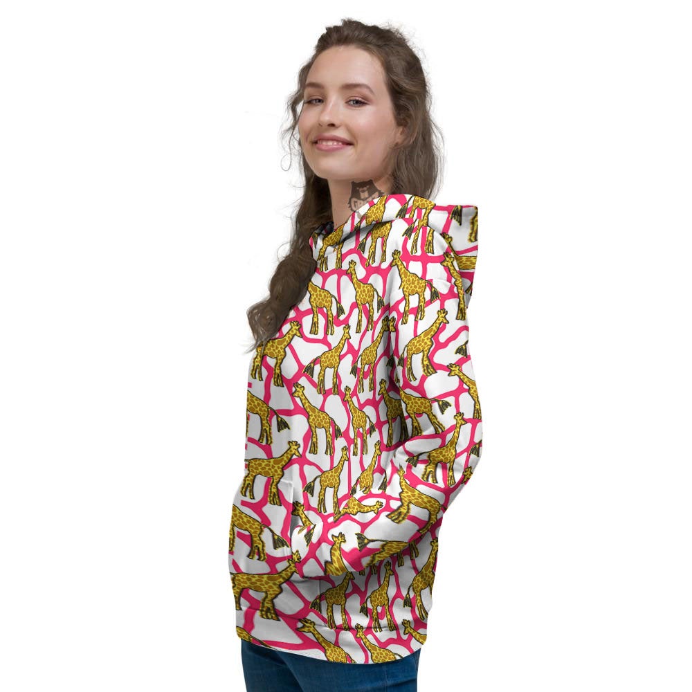 Giraffe Yellow And Pink Print Pattern Women's Hoodie-grizzshop